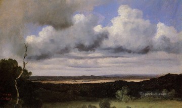  romanticism painting - Fontainebleau Storm over the Plains plein air Romanticism Jean Baptiste Camille Corot